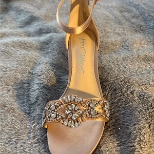 Betsey Johnson “Mel” Champagne Crystal Embellished Heels